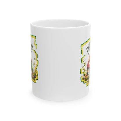 Green and Gold, Wrestling Design on a Ceramic Mug with Fun Design