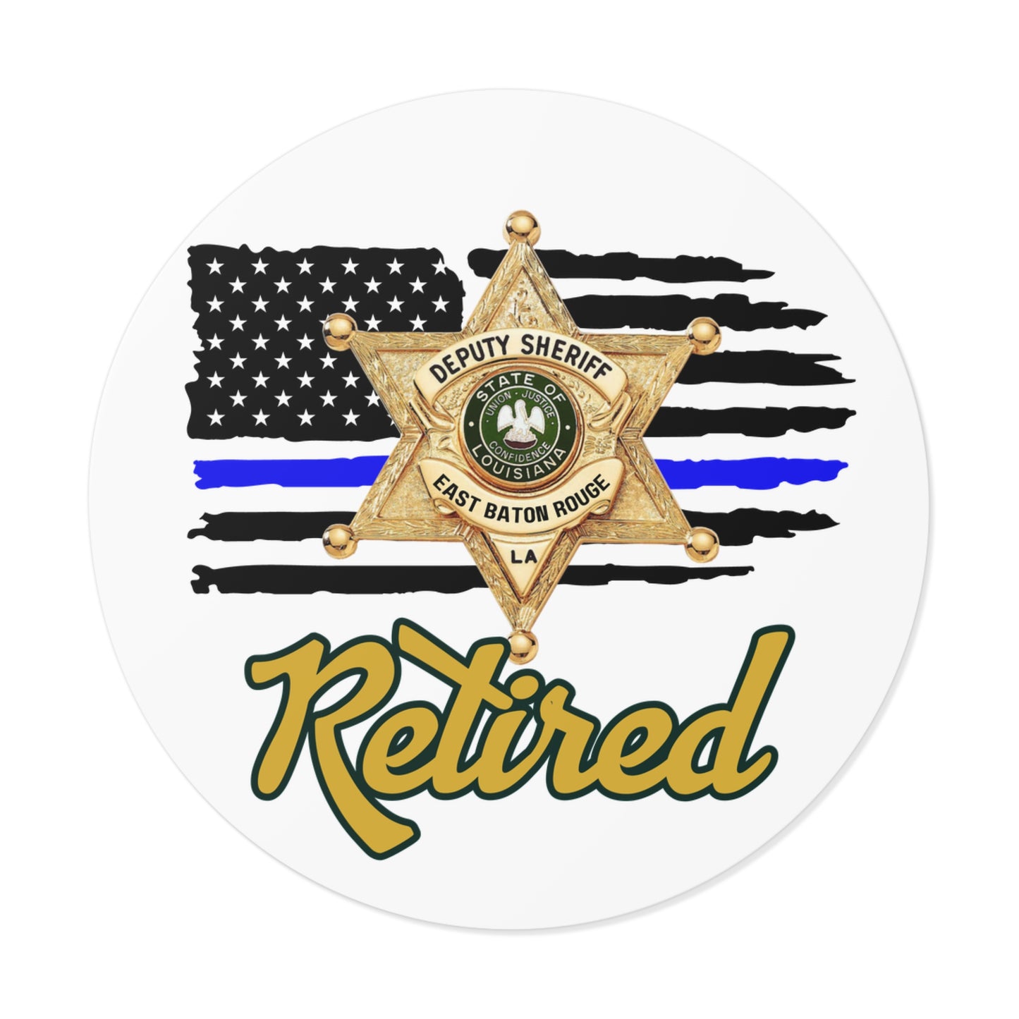 Retired Deputy Sheriff Vinyl Stickers, Police Retirement Gift, Law Enforcement Decor, Patriotic Stickers, First Responder Badge