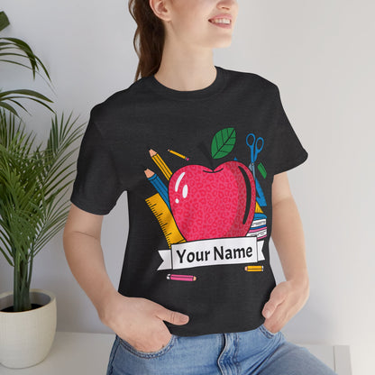 Personalized Teacher T-Shirt, Custom Apple Tee, Back to School Gift,