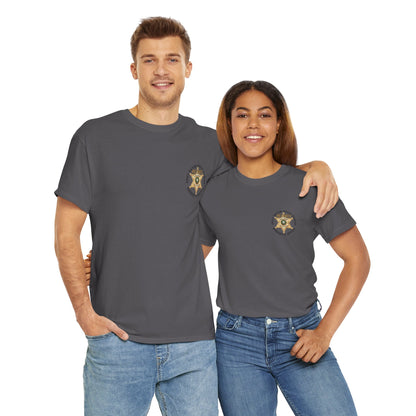 Pocket Front, Design on Back EBRSO Badge Retired Sheriff Heavy Cotton Tee, Unisex Tee, Law Enforcement Gift, Retirement Celebration T-shirt