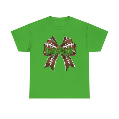 Wildcats Football Bow Unisex Heavy Cotton Tee | Sportswear, Team Spirit, Casual Wear, Gifts for Fans, Game Day Outfit
