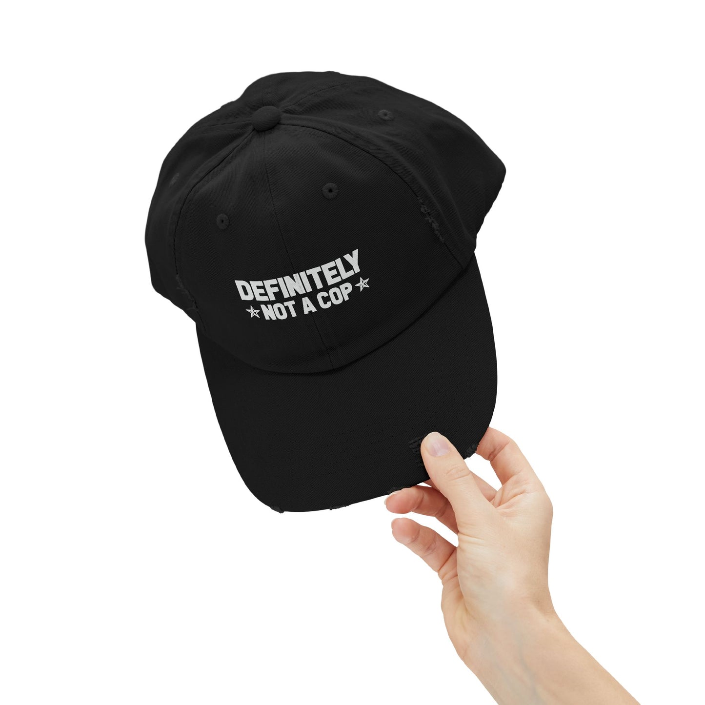 Definitely NOT a cop, Unisex Distressed Cap, Funny Hat, Casual Gift, Everyday Wear, Cool Accessory, Adjustable Cap