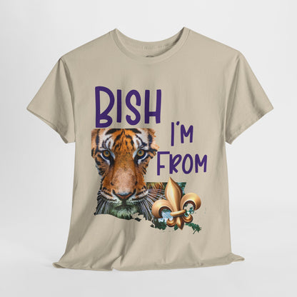 I'm From Louisiana, Unisex Heavy Cotton Tee with Tiger Design, game day, Tigers, Fleur De Lis, Tiger Face