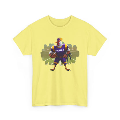 F-CAW-F Football Rooster, Purple and Gold , Sporty Unisex Heavy Cotton Tee