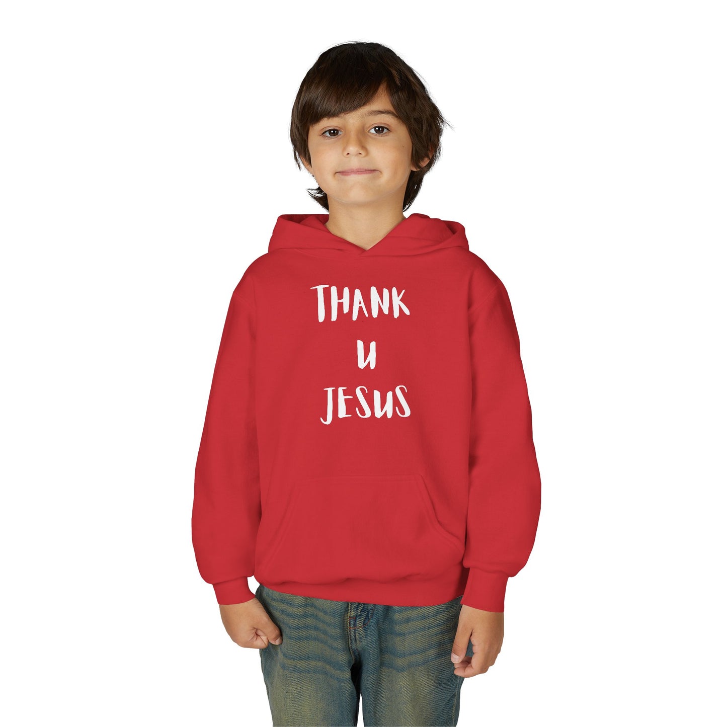 Thank you Jesus, John 3:16 Youth Heavy Blend Hooded Sweatshirt, Thank U Jesus Faith Hoodie, Christian Youth Apparel, Religious Gift for Teens, John 3:16 Inspired