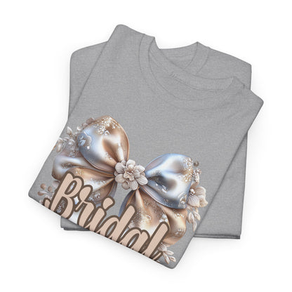 Bridal Party Bow Unisex Heavy Cotton Tee, Wedding Gift, Bridal Shower Tee, Engagement Outfit, Bachelorette Party Apparel