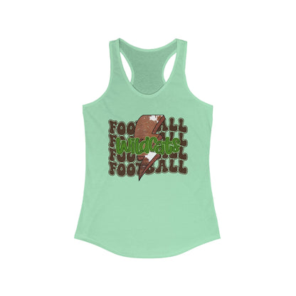 Wildcats Stacked Football with a Cowhide Lightning bolt Women's Racerback Tank Top, Perfect for Game Day, Sports Events, Tailgating, and Everyday Wear