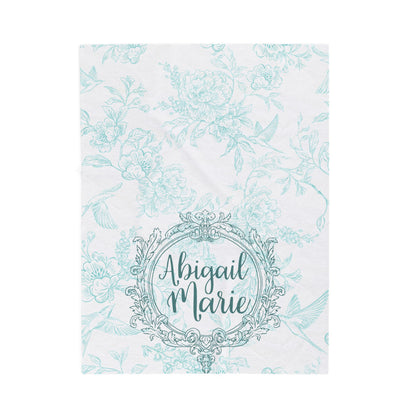 Personalized Velveteen Plush Blanket, Newborn, Baby, Nursery, Infant, Shower Gift, Hospital Blanket, green floral