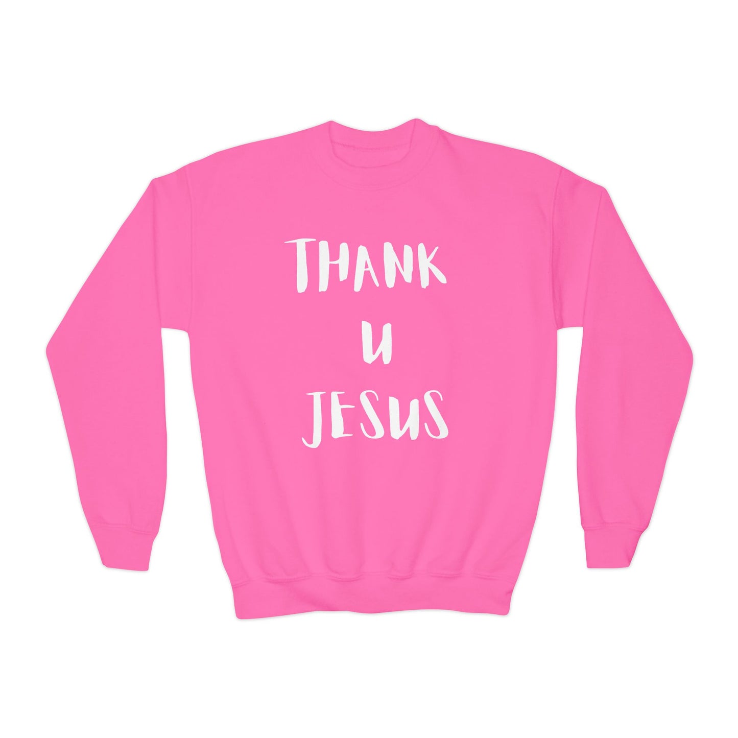 Youth Crewneck Sweatshirt - Thank U Jesus, Faithful Crewneck, Christian Youth Apparel, Inspirational Gift, Bible Verse Sweatshirt