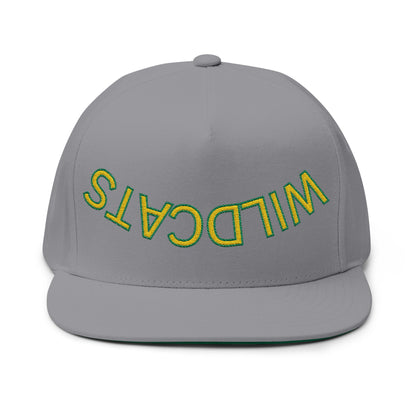 Upside down Wildcats, Embroidered Flat Bill Cap - Wildcats, Urban Streetwear Hat, Cool Summer Accessory, Gift for Him/Her, Trendy Headwear