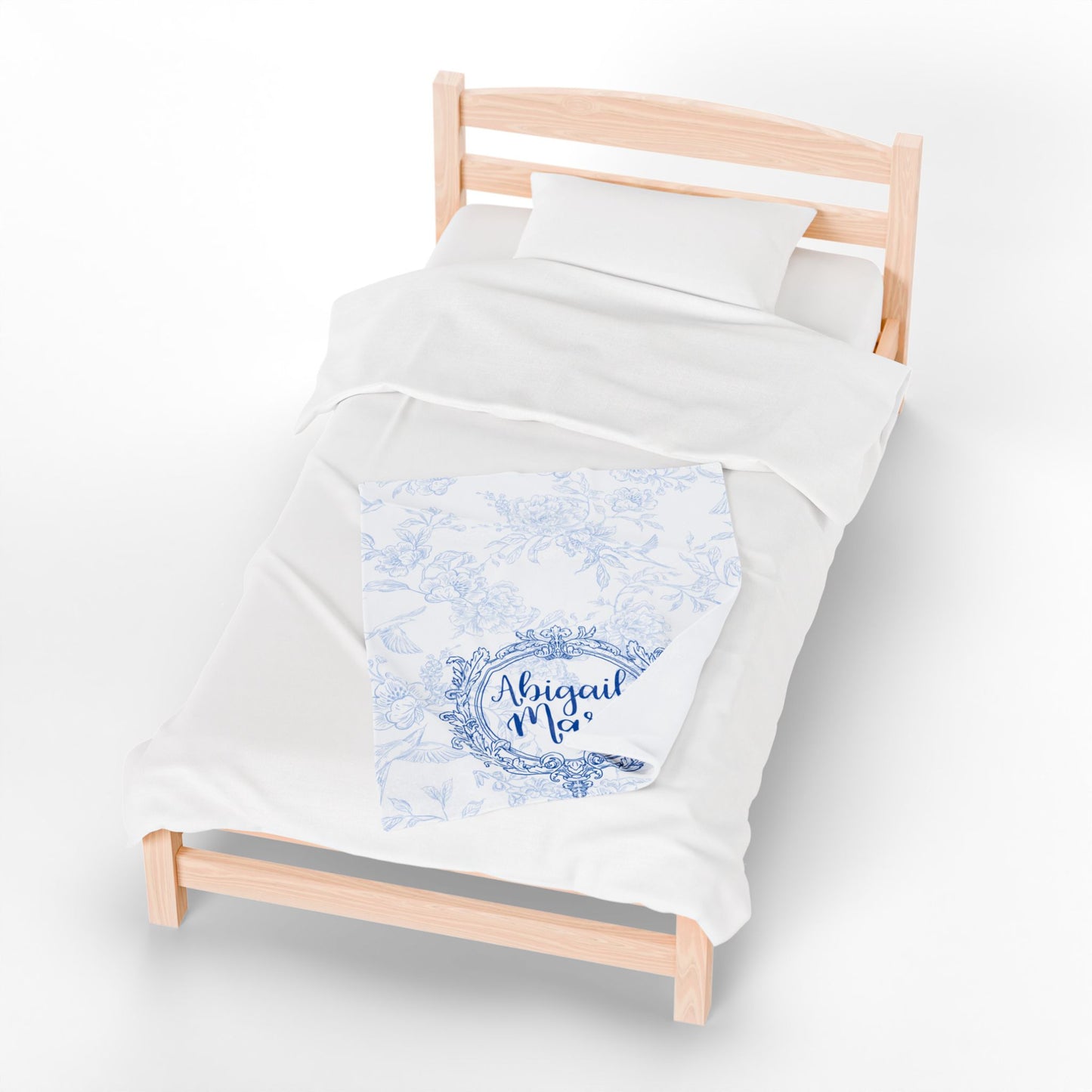 Personalized Velveteen Plush Blanket, Newborn, Baby, Nursery, Infant, Shower Gift, Hospital Blanket, blue floral