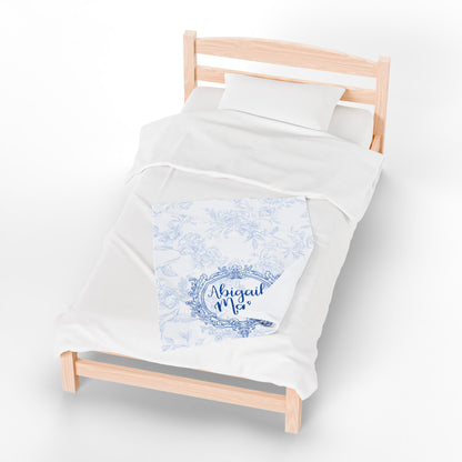 Personalized Velveteen Plush Blanket, Newborn, Baby, Nursery, Infant, Shower Gift, Hospital Blanket, blue floral