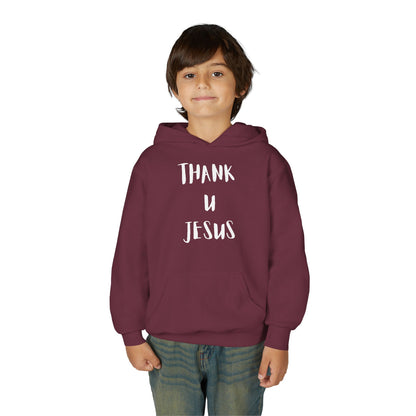 Thank you Jesus, John 3:16 Youth Heavy Blend Hooded Sweatshirt, Thank U Jesus Faith Hoodie, Christian Youth Apparel, Religious Gift for Teens, John 3:16 Inspired