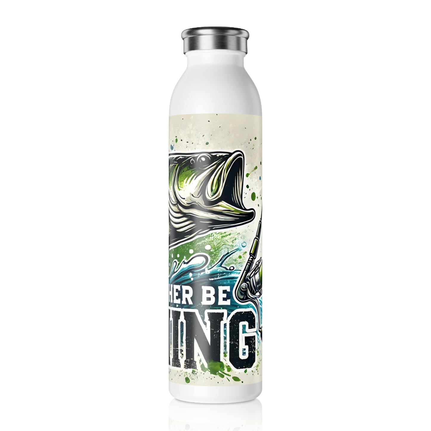 I'd Rather Be Fishing Slim Water Bottle, Outdoor Gear, Fisherman Gift, Sports Bottle, Eco-Friendly Hydration, Fishing Enthusiast Enjoyment