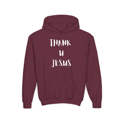 Thank you Jesus, John 3:16 Youth Heavy Blend Hooded Sweatshirt, Thank U Jesus Faith Hoodie, Christian Youth Apparel, Religious Gift for Teens, John 3:16 Inspired