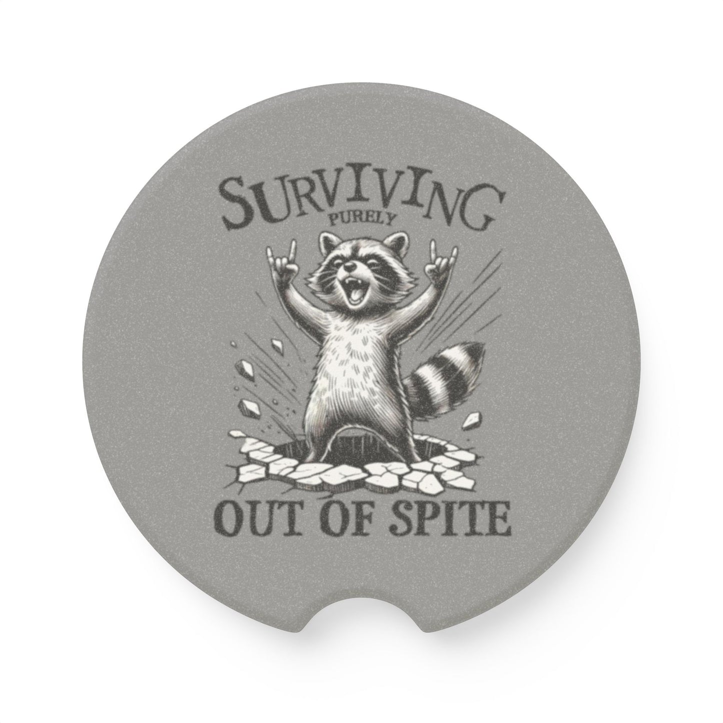 Rockin' Raccoon Soapstone Car Coaster | Surviving Purely Out of Spite