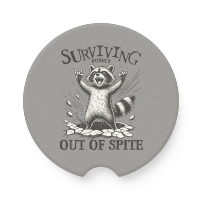Rockin' Raccoon Soapstone Car Coaster | Surviving Purely Out of Spite