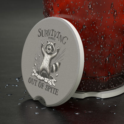 Rockin' Raccoon Soapstone Car Coaster | Surviving Purely Out of Spite