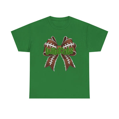 Wildcats Football Bow Unisex Heavy Cotton Tee | Sportswear, Team Spirit, Casual Wear, Gifts for Fans, Game Day Outfit