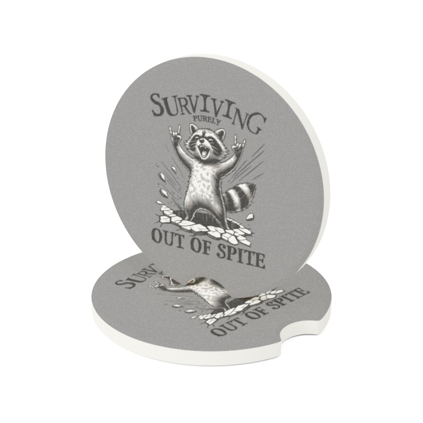 Rockin' Raccoon Soapstone Car Coaster | Surviving Purely Out of Spite