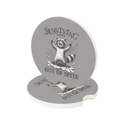Rockin' Raccoon Soapstone Car Coaster | Surviving Purely Out of Spite