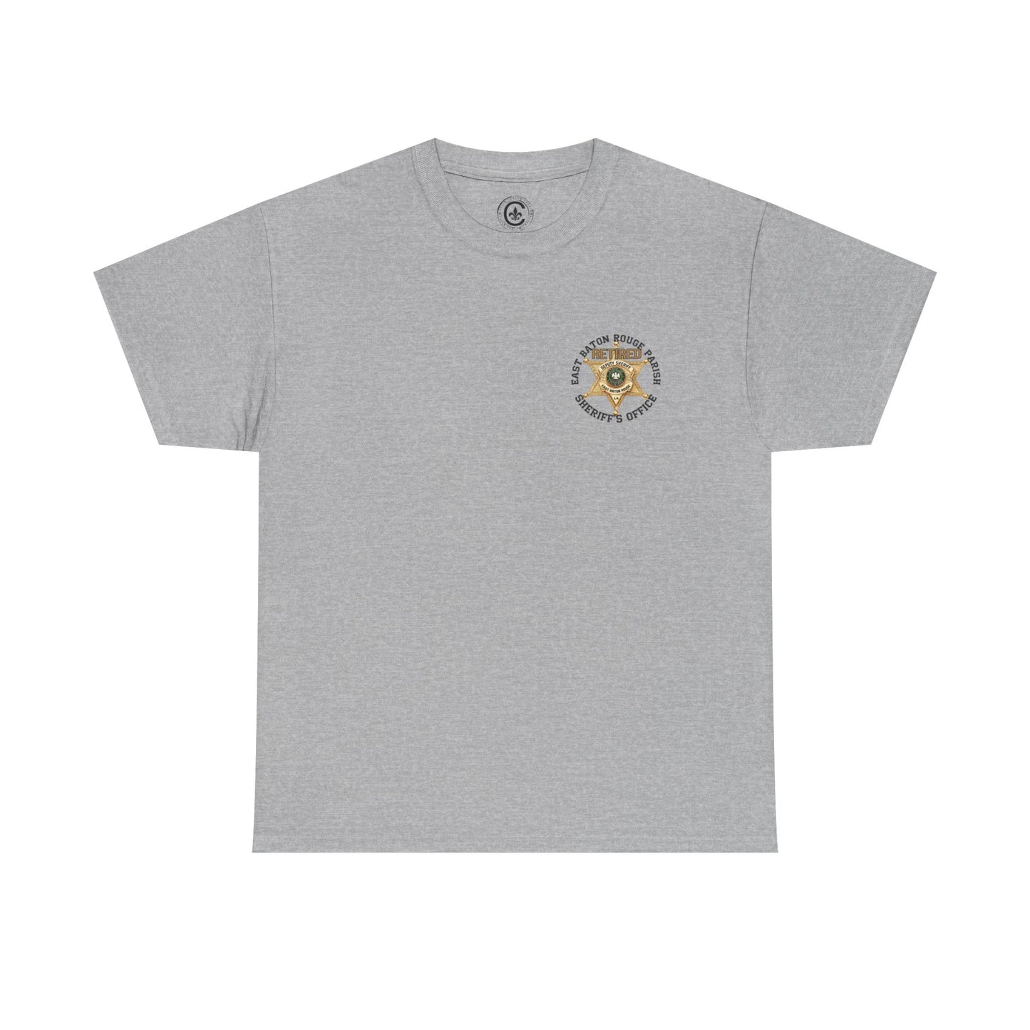 Pocket Front, Design on Back EBRSO Badge Retired Sheriff Heavy Cotton Tee, Unisex Tee, Law Enforcement Gift, Retirement Celebration T-shirt