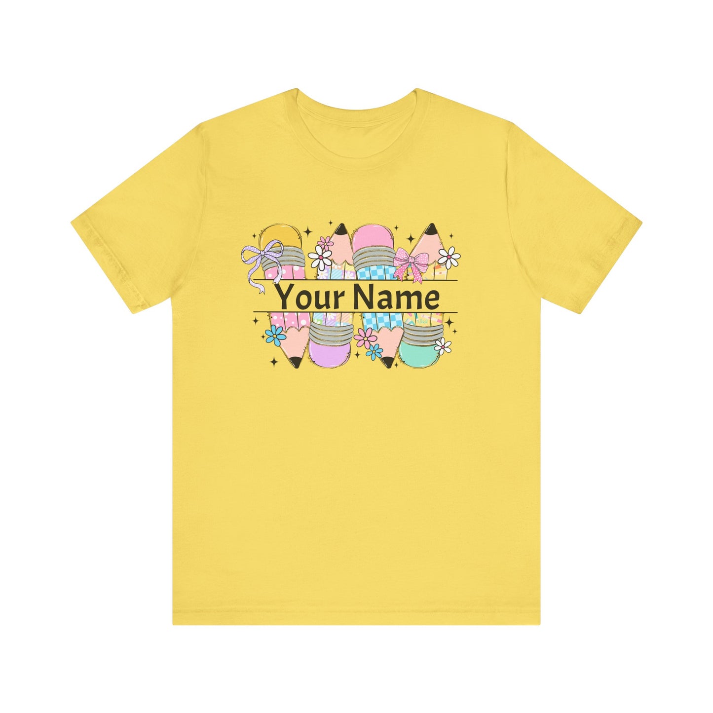 Personalized Back to School Pencil with your name design, on a bella canvas shirt