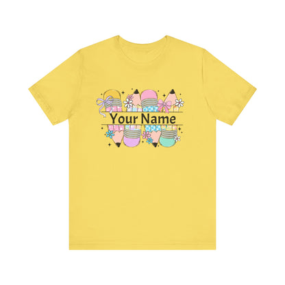 Personalized Back to School Pencil with your name design, on a bella canvas shirt