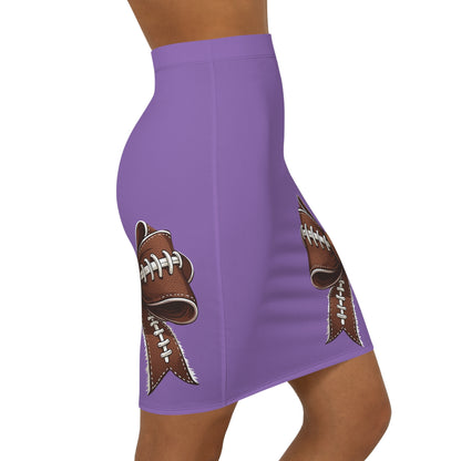 Light Purple / violet Football Bow Women's Pencil Skirt, Stylish Skirt Fun Night Out, Team Spirit! Game Day, homecoming