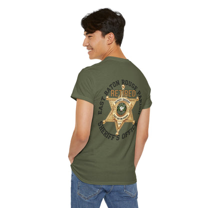 Pocket Front, Design on Back EBRSO Badge Retired Sheriff Heavy Cotton Tee, Unisex Tee, Law Enforcement Gift, Retirement Celebration T-shirt