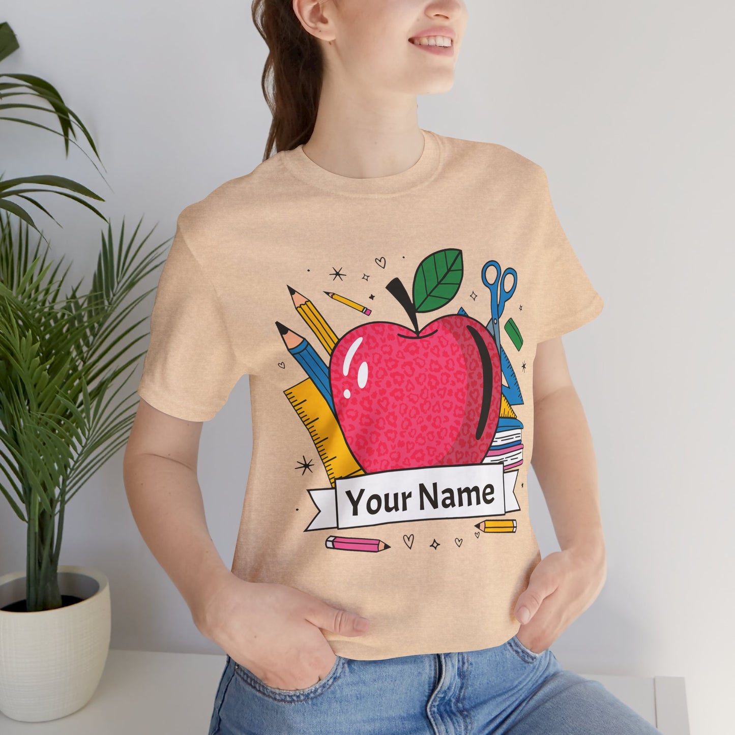 Personalized Teacher T-Shirt, Custom Apple Tee, Back to School Gift,
