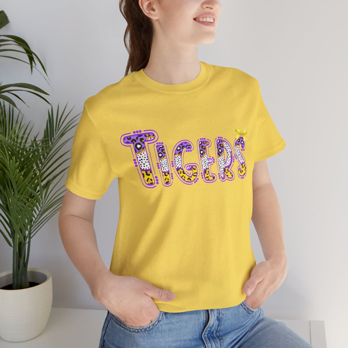 Tigers Graphic Tee, Cute Font, Purple and Gold, LSU, Tigers, Football, Baseball, Team