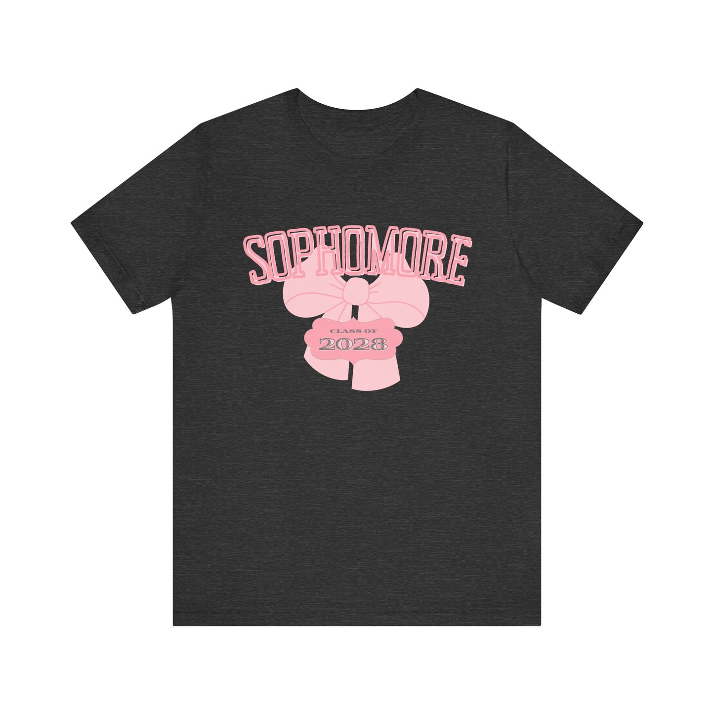 Sophomore Class of 2028 Bow Graphic Bella Canvas Tee, Cute College Shirt, Unisex Short Sleeve Top, Gift for Students, High School Graduation Apparel