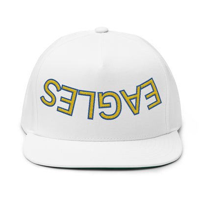Upside down Eagles, Embroidered Flat Bill Cap, Trendy Baseball Hat, Casual Streetwear Cap, Gift for Sports Fans, Unique Headwear