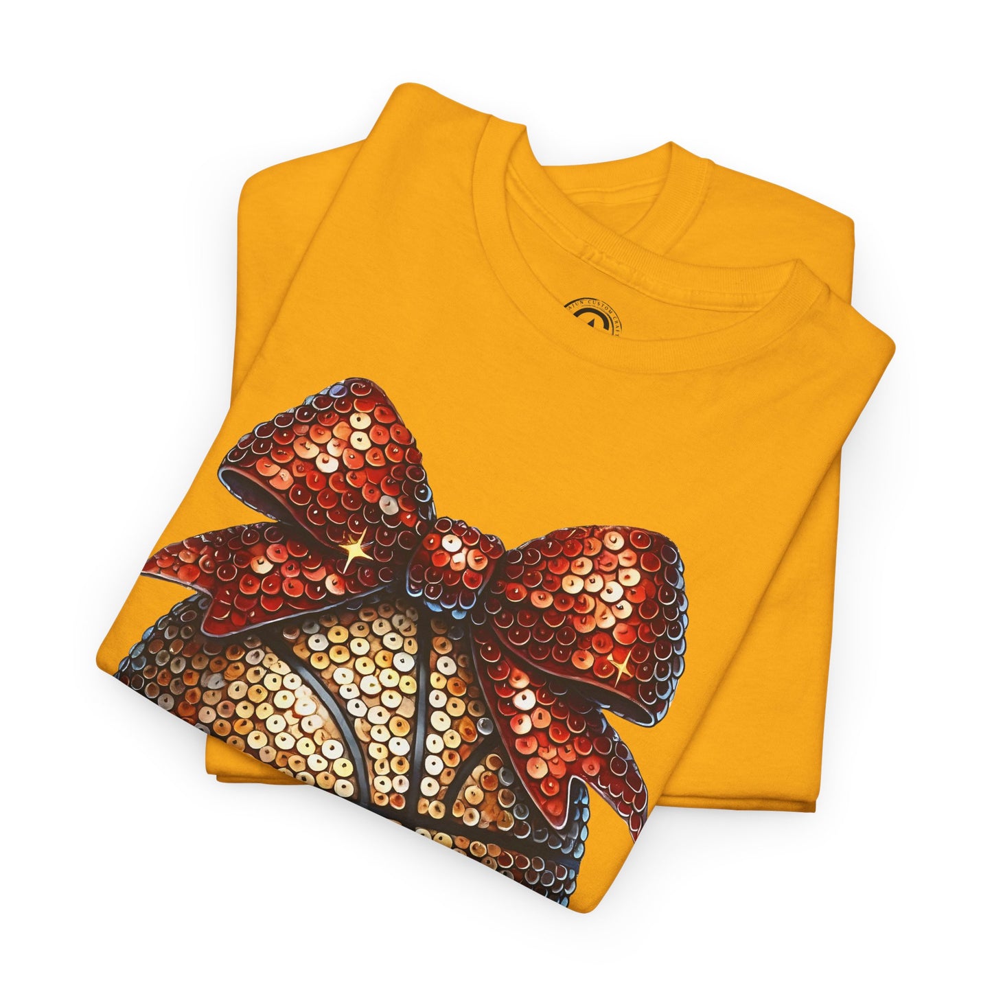 Basketball Glitter with a Bow Tee: Unisex Heavy Cotton Shirt for Sports Lovers, Gift, Basketball Fans