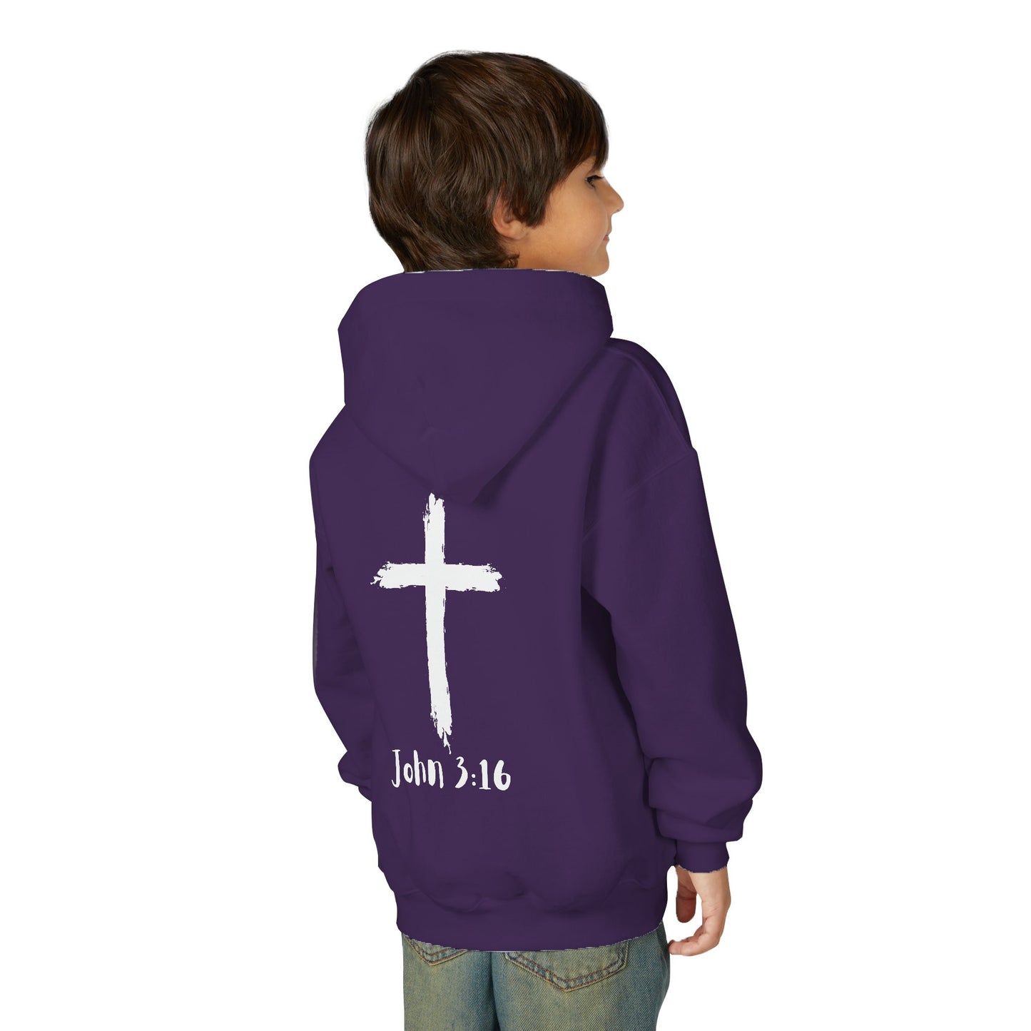 Thank you Jesus, John 3:16 Youth Heavy Blend Hooded Sweatshirt, Thank U Jesus Faith Hoodie, Christian Youth Apparel, Religious Gift for Teens, John 3:16 Inspired
