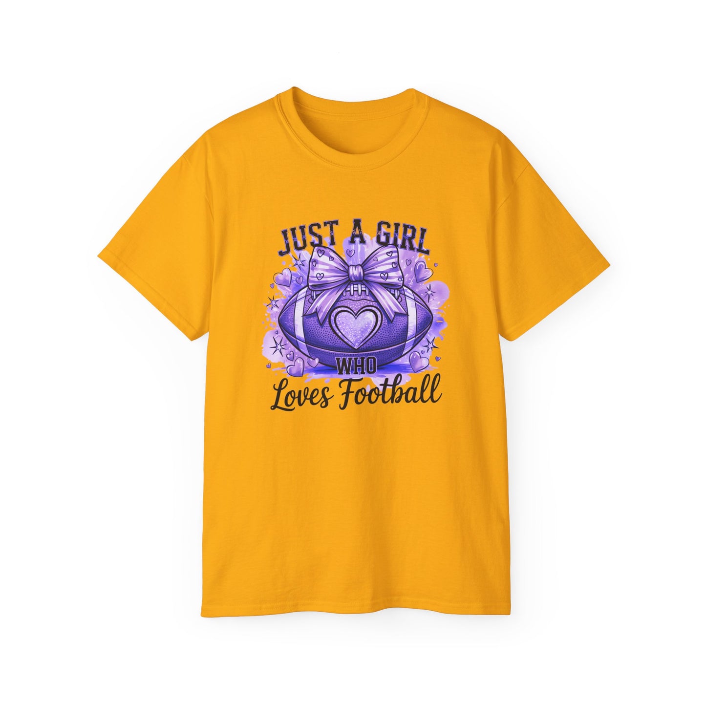 LSU Gold Day, Just a Girl Who Loves Football Tee, Cute Football T-Shirt, Gift for Sports Lovers, Unique Football Apparel, Casual Everyday Wear