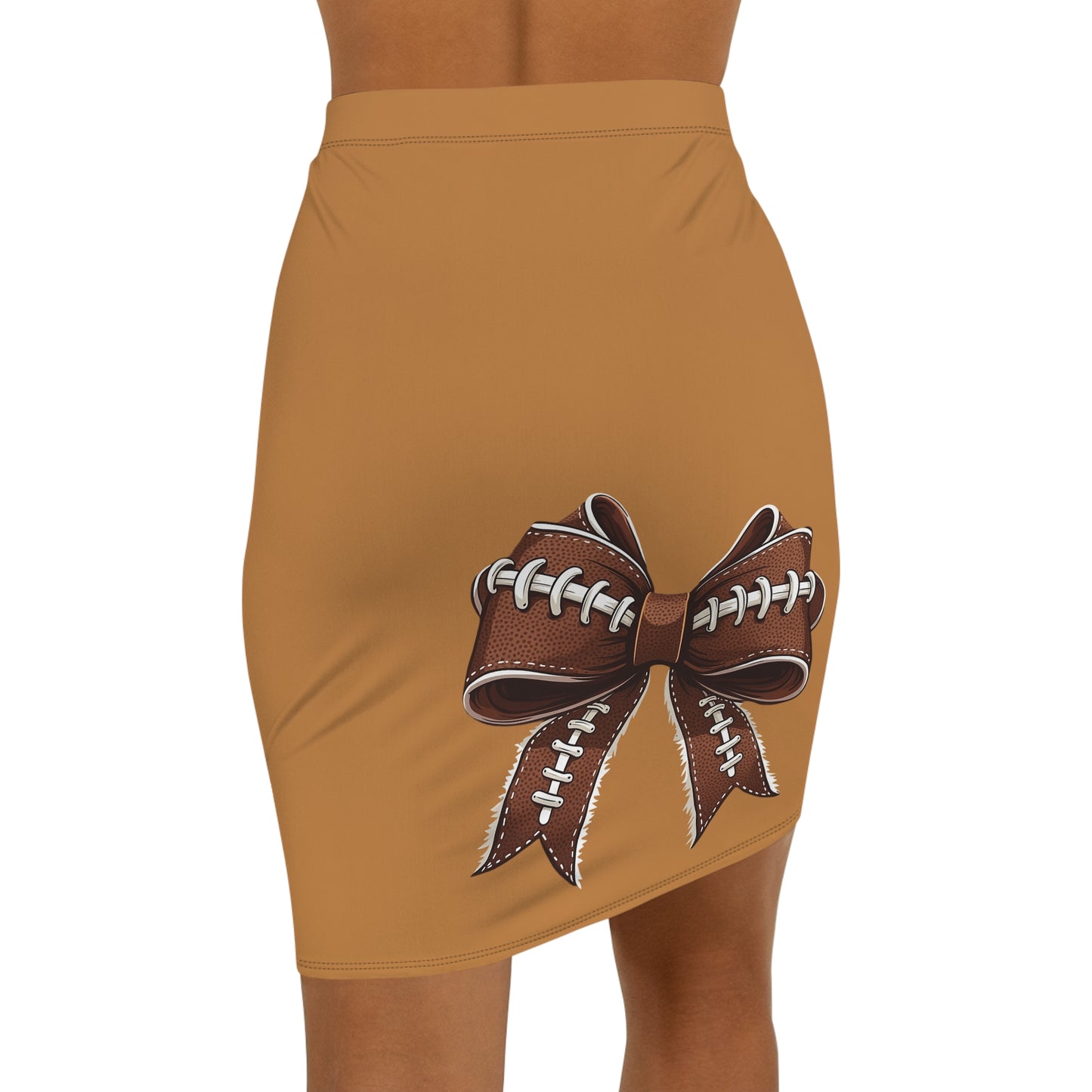 Light Brown Football Bow Women's Pencil Skirt, Stylish SkirtFun Night Out, Team Spirit! Game Day, homecoming