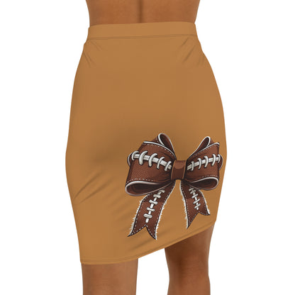 Light Brown Football Bow Women's Pencil Skirt, Stylish SkirtFun Night Out, Team Spirit! Game Day, homecoming