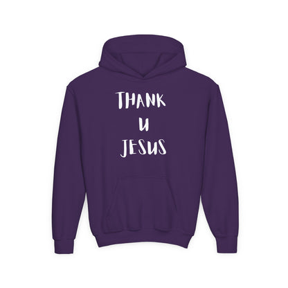 Thank you Jesus, John 3:16 Youth Heavy Blend Hooded Sweatshirt, Thank U Jesus Faith Hoodie, Christian Youth Apparel, Religious Gift for Teens, John 3:16 Inspired