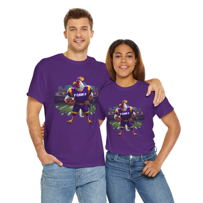 F-CAW-F Football Rooster, Purple and Gold , Sporty Unisex Heavy Cotton Tee