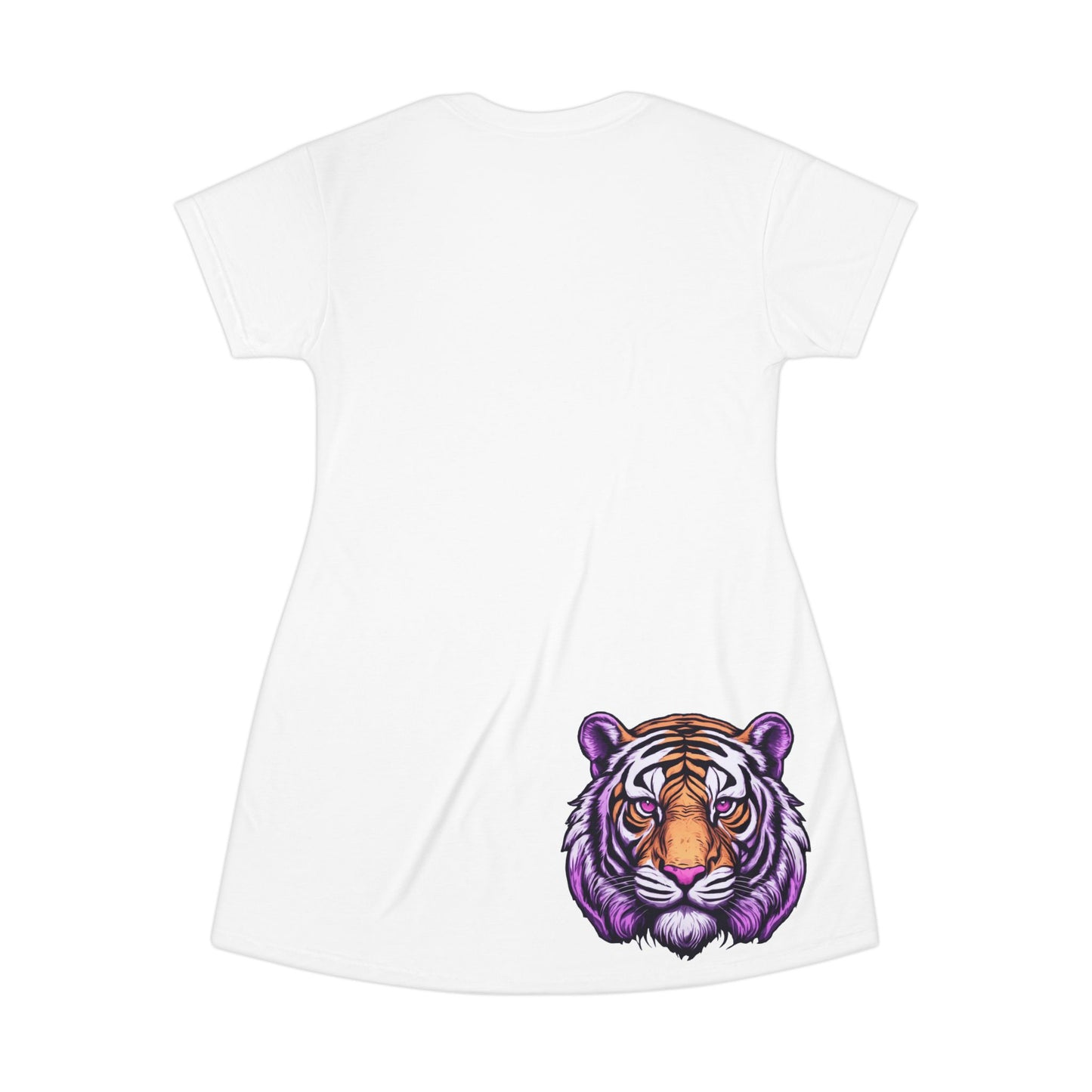 White Tiger Graphic T-Shirt Dress, Cute Casual Dress,  Summer Fashion, Gift for Her, Game Day Outfit
