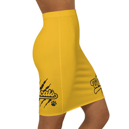 Yellow Wildcats Women's Pencil Skirt, Stylish Skirt, Fun Night Out, Go Cats Go