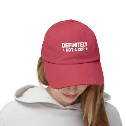 Definitely NOT a cop, Unisex Distressed Cap, Funny Hat, Casual Gift, Everyday Wear, Cool Accessory, Adjustable Cap