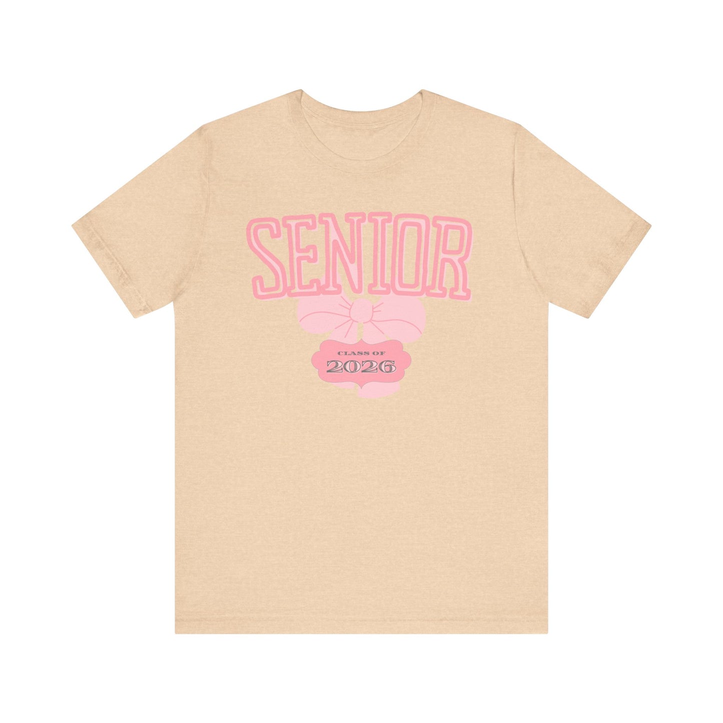 Senior Class of 2026 Bow Graphic Bella Canvas Tee, Cute College Shirt, Unisex Short Sleeve Top, Gift for Students, High School Graduation Apparel