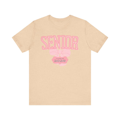 Senior Class of 2026 Bow Graphic Bella Canvas Tee, Cute College Shirt, Unisex Short Sleeve Top, Gift for Students, High School Graduation Apparel