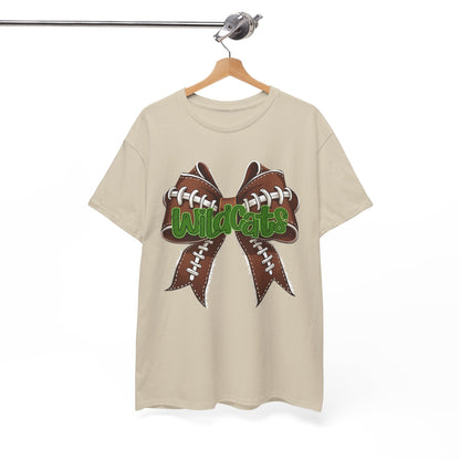 Wildcats Football Bow Unisex Heavy Cotton Tee | Sportswear, Team Spirit, Casual Wear, Gifts for Fans, Game Day Outfit