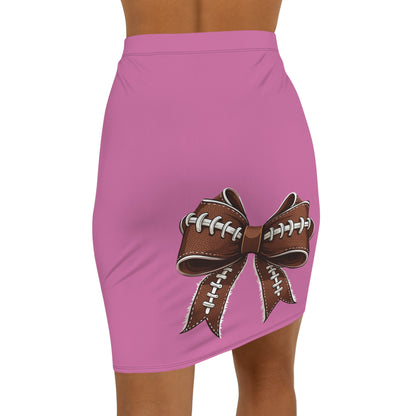 Pink Football Bow Women's Pencil Skirt, Stylish SkirtFun Night Out, Team Spirit! Game Day, homecoming