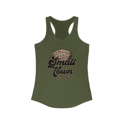 Small Town Football Women's Racerback Tank Top, Perfect for Game Day, Sports Events, Tailgating, and Everyday Wear