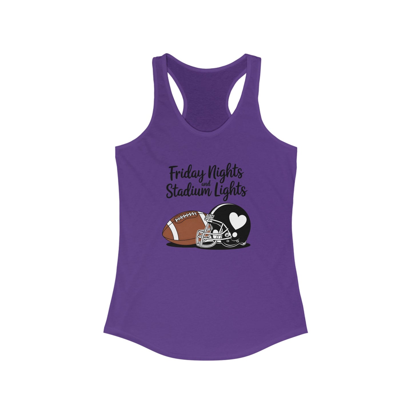Friday Night Lights, Football, Women's Racerback Tank Top, Perfect for Game Day, Sports Events, Tailgating, and Everyday Wear
